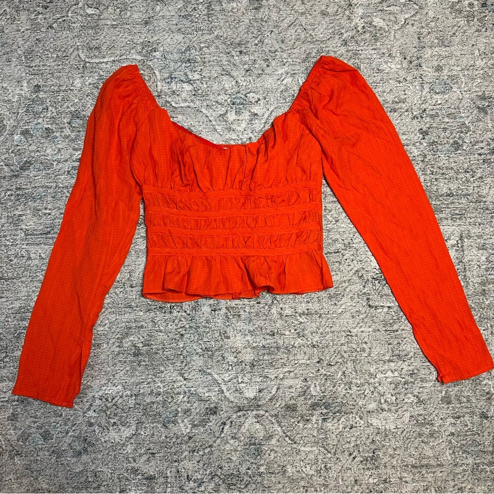 TOPSHOP Sweetheart Neck Textured Top Size 2 - Picture 3 of 6